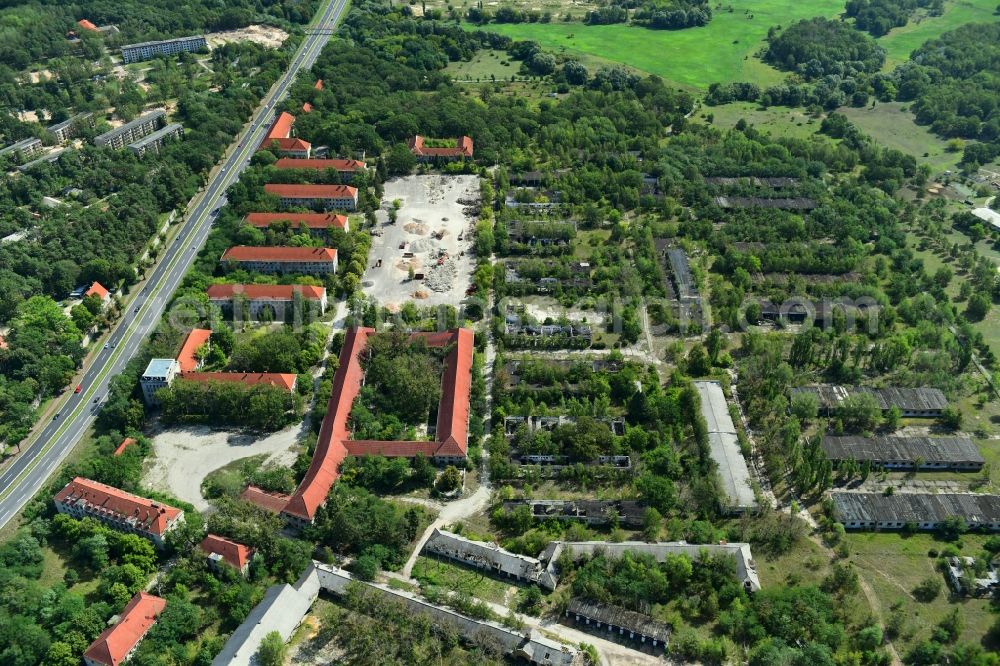 Wustermark from the bird's eye view: Building complex of the former military barracks - Adler- and Loewenkaserne on B 5 in the district Elstal in Wustermark in the state Brandenburg, Germany