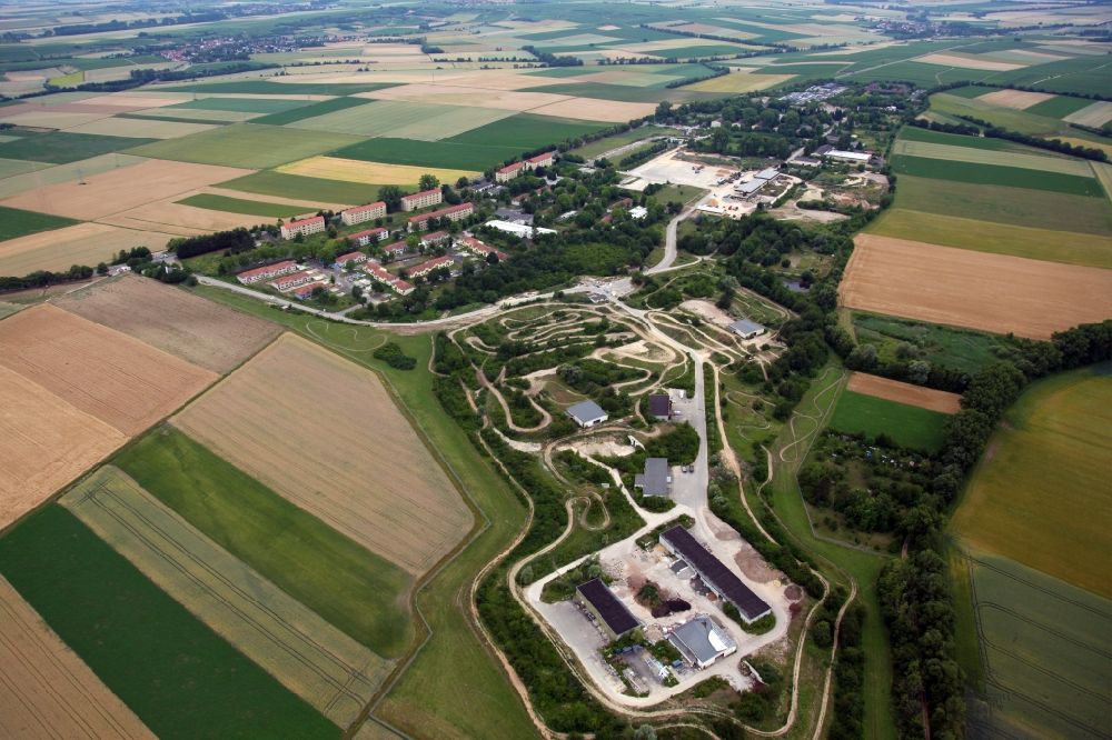 Dexheim from the bird's eye view: Building complex of the former military barracks Anderson Barracks in Dexheim in the state Rhineland-Palatinate, Germany