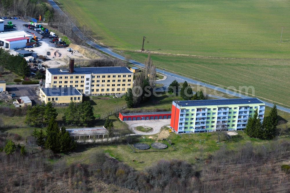 Breitenheerda from above - Building complex of the former military barracks Am Kalmberg in Breitenheerda in the state Thuringia, Germany