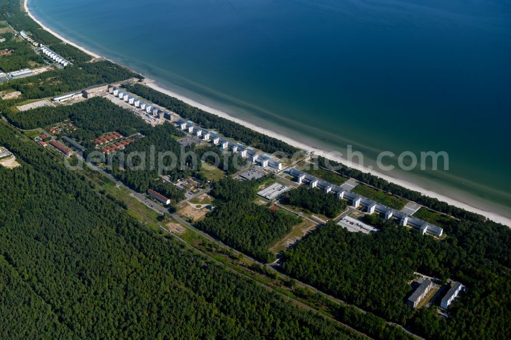 Binz from above - Building complex of the former military barracks Koloss von Prora in the district Prora in Binz in the state Mecklenburg - Western Pomerania
