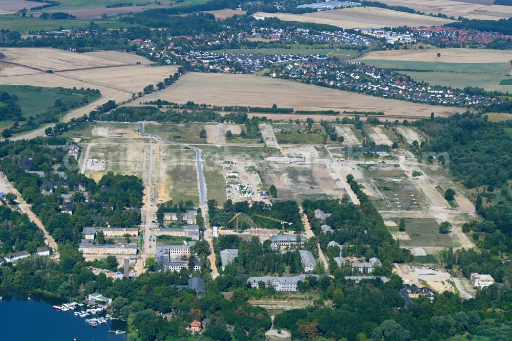 Aerial image Fahrland - Building complex of the former military barracks of Entwicklungstraeger Potsdam GmbH on Krampnitzsee in Fahrland in the state Brandenburg, Germany