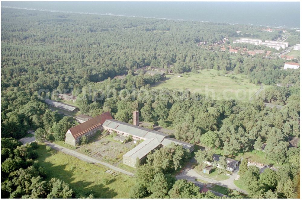 Karlshagen from the bird's eye view: Building complex of the former military barracks of the NVA LSK / LV air forces of the NVA Nationale Volksarmee GDR in Karlshagen on the island of Usedom in the state Mecklenburg-Western Pomerania, Germany
