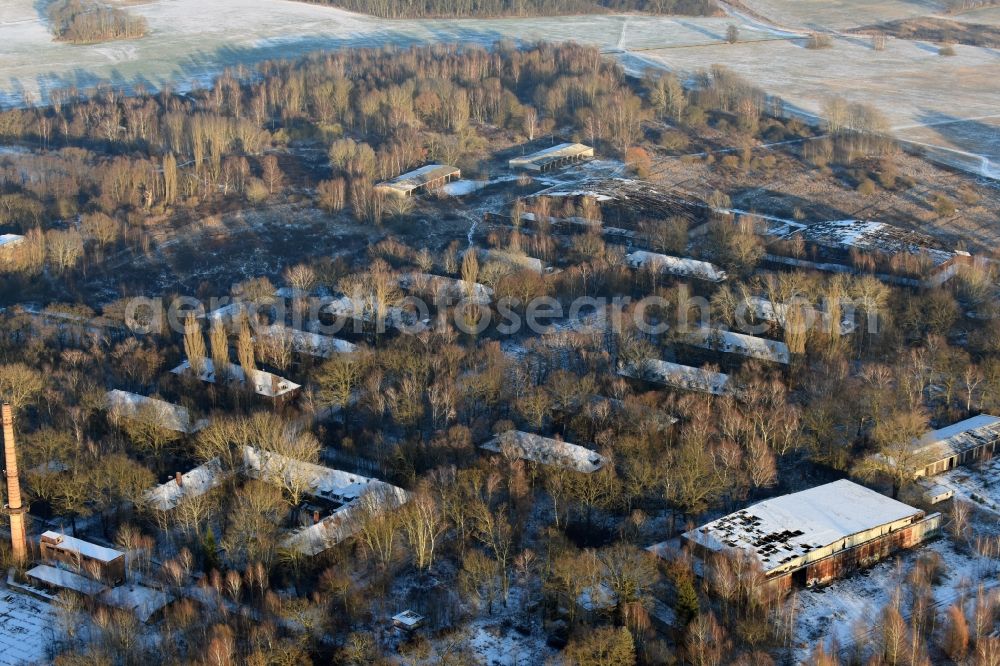 Aerial photograph Schönwalde-Glien - Building complex of the former military barracks former airfield in Schoenwalde-Glien in the state Brandenburg