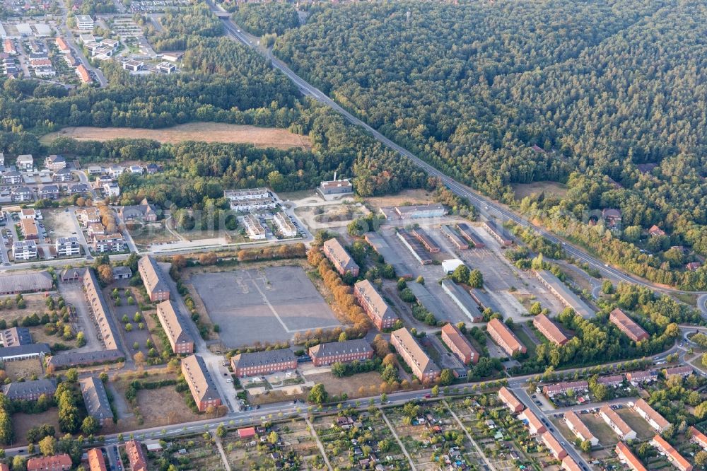 Aerial image Lüneburg - Building complex of the former military barracks in Lueneburg in the state Lower Saxony, Germany