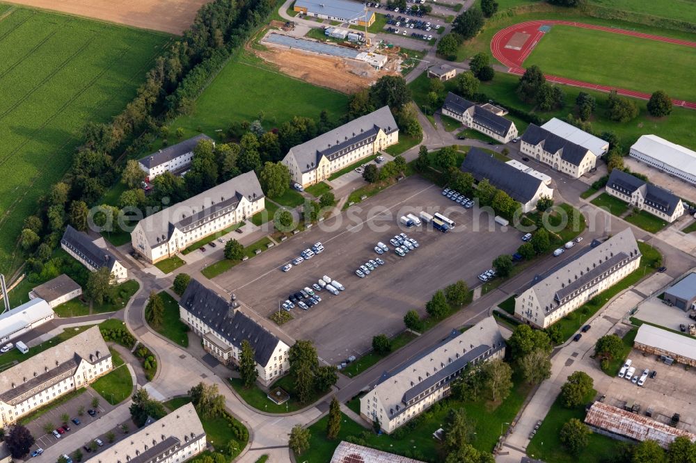 Bad Bergzabern from the bird's eye view: Building complex of the former customs barracks now state police department in Bad Bergzabern in the state Rhineland-Palatinate