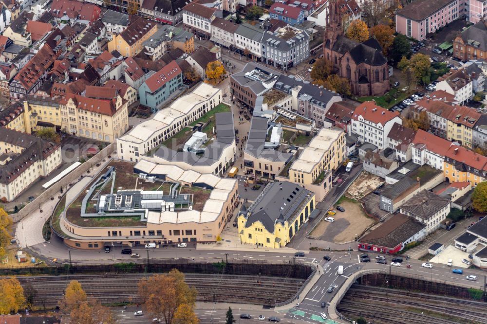 Offenburg from above - Building complex of the shopping center Ree-Carre in the district Buehl in Offenburg in the state Baden-Wurttemberg, Germany
