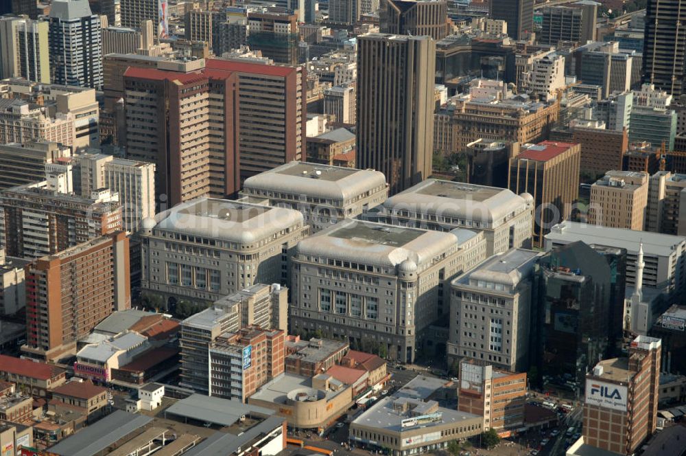 Aerial photograph JOHANNESBURG - Building complex of the First National Bank of South Africa ( FNB ) in Johannesburg. The FNB is one of the four largest financial institutes of South Africa and is a part of the First Rand Limited