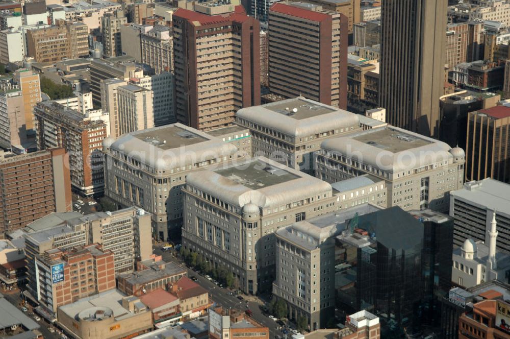 Aerial image JOHANNESBURG - Building complex of the First National Bank of South Africa ( FNB ) in Johannesburg. The FNB is one of the four largest financial institutes of South Africa and is a part of the First Rand Limited