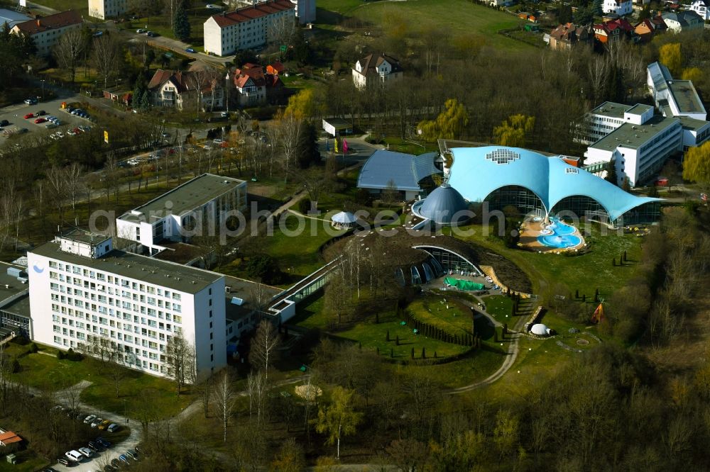 Aerial image Bad Sulza - Building complex and complex of the Toscana Therme with swimming pools and rest areas in Bad Sulza in the state Thuringia, Germany