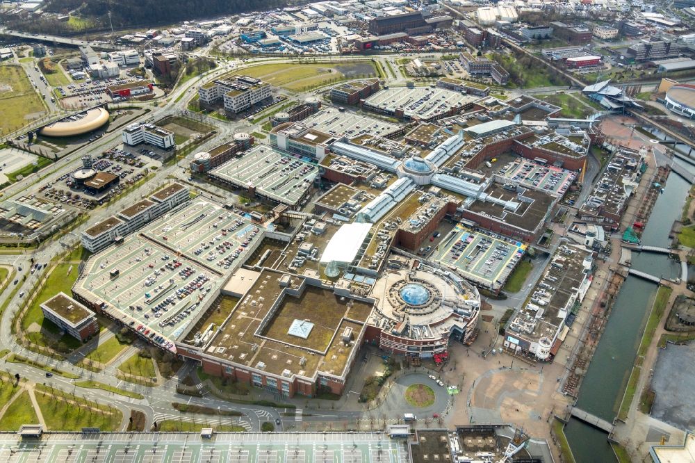 Aerial image Oberhausen - Building complex of the shopping mall Centro in Oberhausen in the state of North Rhine-Westphalia