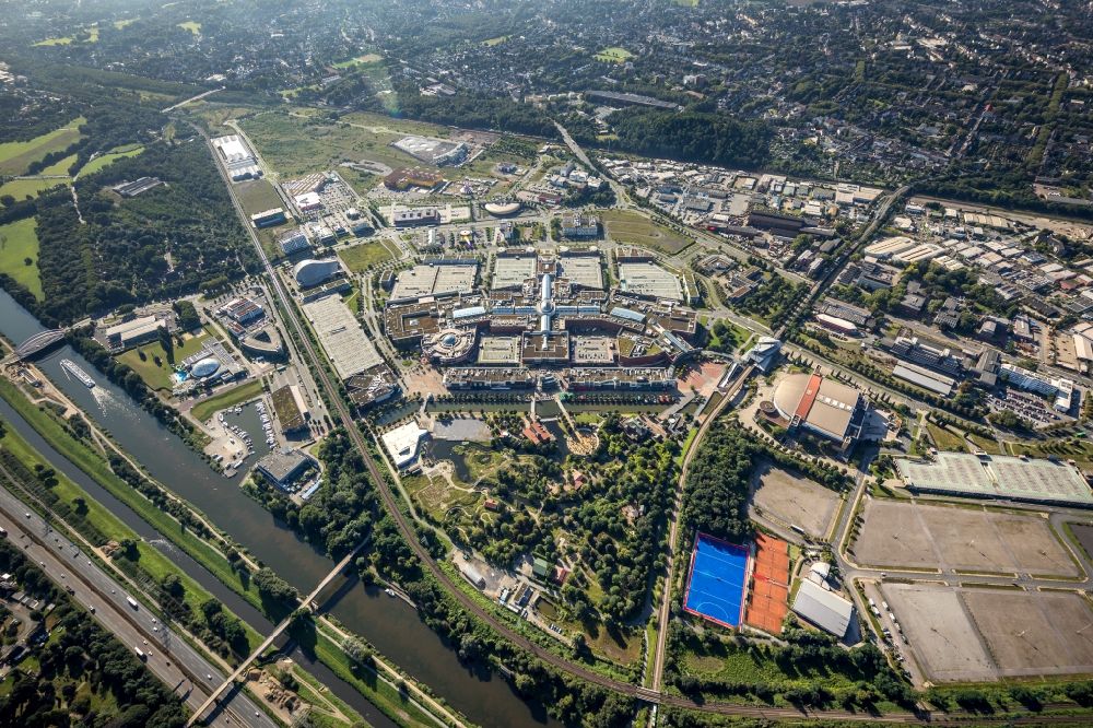 Oberhausen from above - Building complex of the shopping mall Centro in Oberhausen at Ruhrgebiet in the state of North Rhine-Westphalia. The mall is the heart of the Neue Mitte part of the city and is located on Osterfelder Strasse