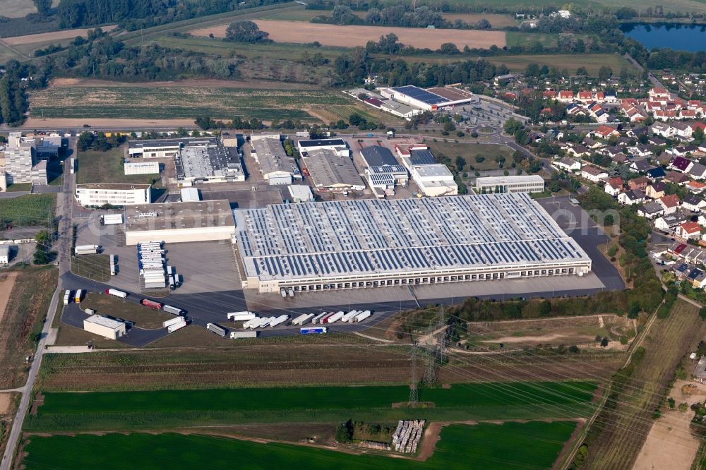 Aerial image Ketsch - Building complex and grounds of the logistics center Aldi Sued in Ketsch in the state Baden-Wurttemberg, Germany