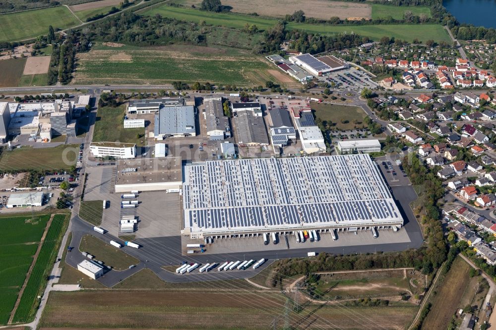 Aerial photograph Ketsch - Building complex and grounds of the logistics center Aldi Sued in Ketsch in the state Baden-Wurttemberg, Germany