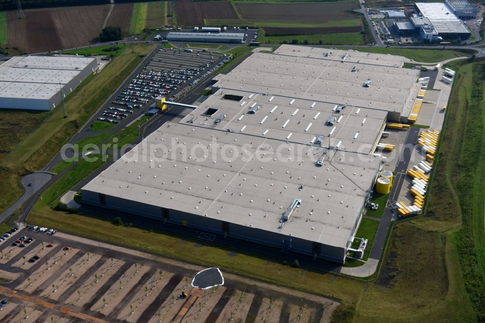 Aerial photograph Kobern-Gondorf - Building complex and grounds of the logistics center AMAZON Am Autobahnkreuz in Kobern-Gondorf in the state Rhineland-Palatinate, Germany