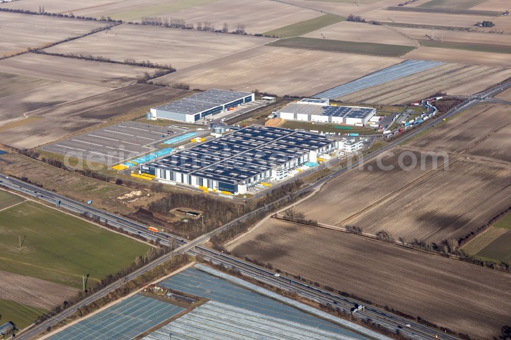 Aerial image Frankenthal - Building complex and grounds of the logistics center of Amazon Logistik Frankenthal GmbH in Frankenthal in the state Rhineland-Palatinate, Germany
