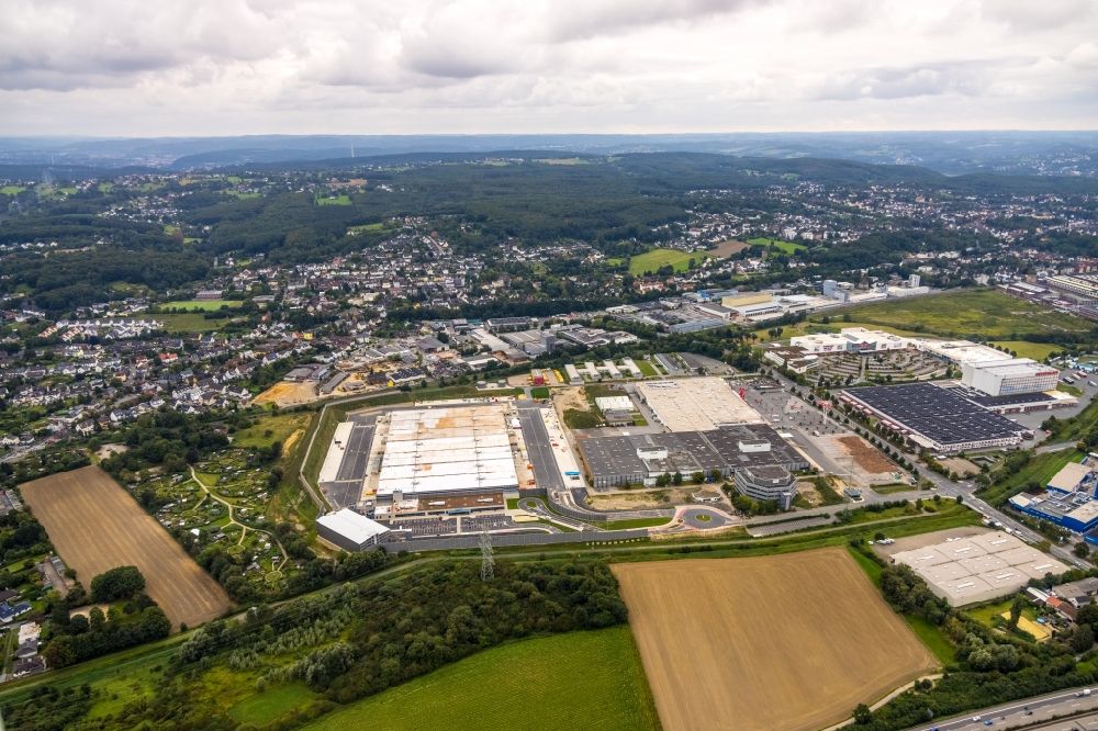 Aerial image Witten - Building complex and grounds of the logistics center with a new Amazon building on Menglinghauser Strasse - Siemensstrasse in the district Ruedinghausen in Witten at Ruhrgebiet in the state North Rhine-Westphalia, Germany