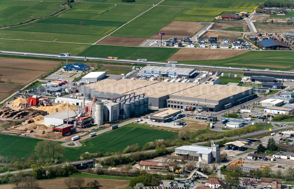 Aerial photograph Ettenheim - Building complex and grounds of the logistics center Bracchi Deutschland Transport & Logistik GmbH in Ettenheim in the state Baden-Wuerttemberg, Germany