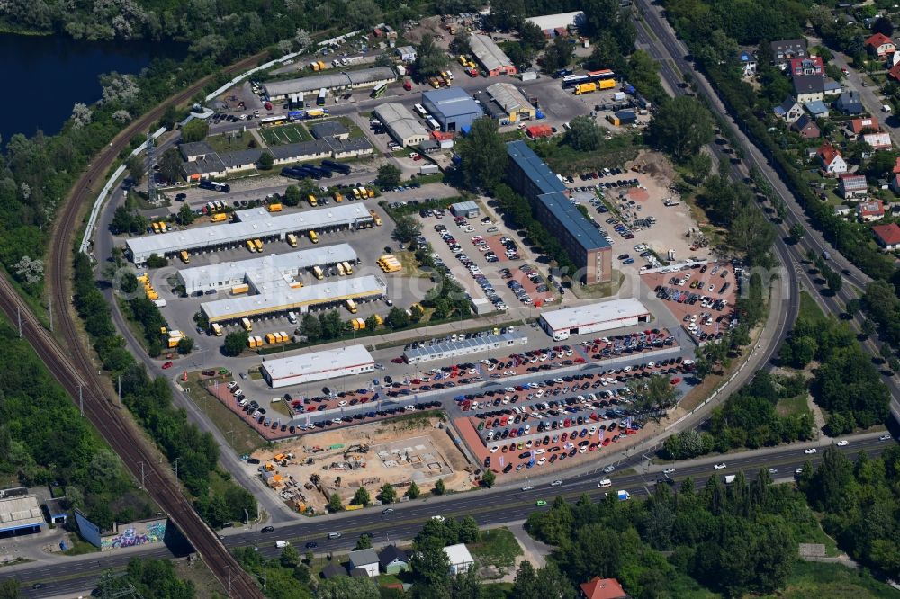 Berlin from above - Building complex and grounds of the logistics center of Deutsche Post AG Alt-Friedrichsfelde in Berlin, Germany