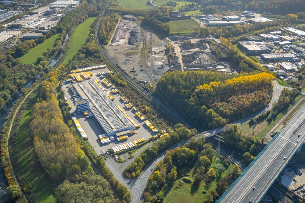 Hagen from above - Building complex and grounds of the logistics center DHL Freight GmbH in Hagen at Ruhrgebiet in the state North Rhine-Westphalia, Germany