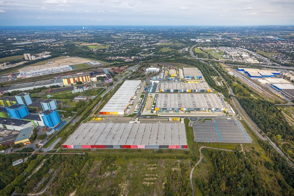 Dortmund from above - Complex of buildings on the site of the logistics center of the online retailer Amazon in the district of Downtown North in Dortmund at Ruhrgebiet in the state of North Rhine-Westphalia