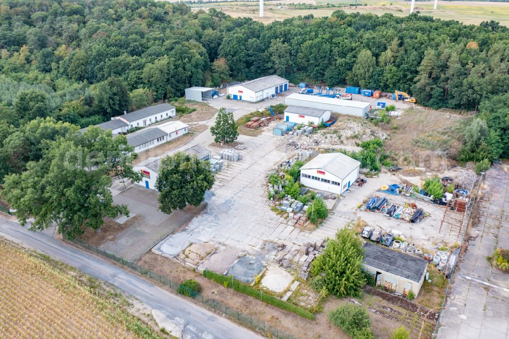 Aerial photograph Schorfheide - Building complex and grounds of the logistics center Eric Blok Tief- and Strassenbau in Schorfheide at Schorfheide in the state Brandenburg, Germany