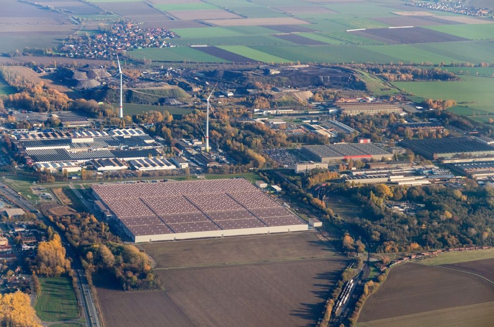 Aerial image Salzgitter - Building complex and grounds of the logistics center of Firma MAN in Salzgitter in the state Lower Saxony, Germany