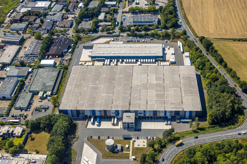 Aerial image Witten - Building complex and grounds of the logistics center Hermes Germany GmbH on Salinger Feld in the district Ruedinghausen in Witten in the state North Rhine-Westphalia, Germany