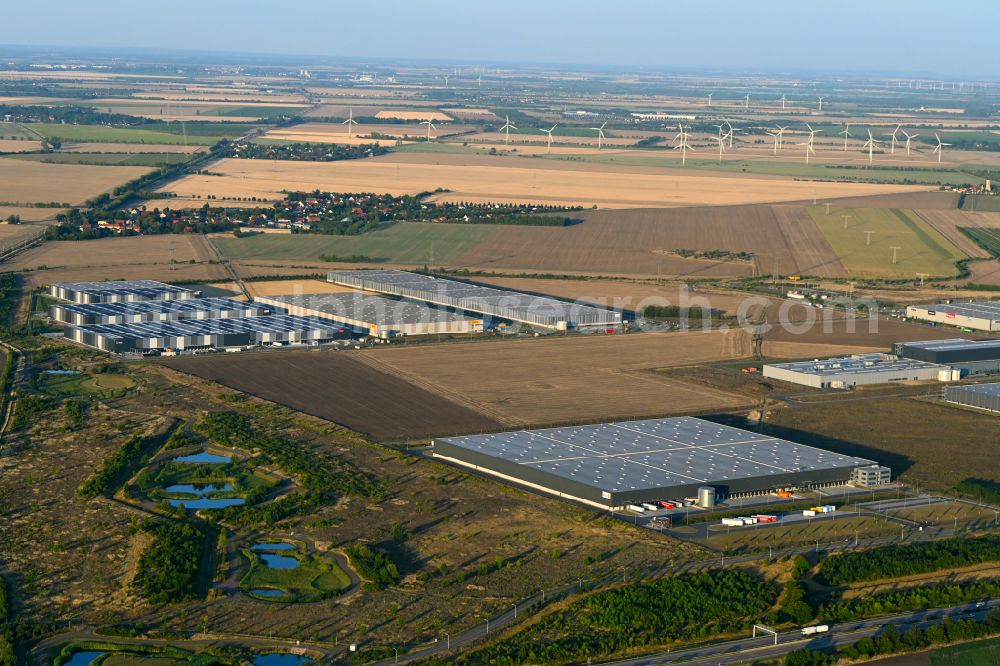 Aerial image Peißen - Building complex and grounds of the logistics center of home24 SE on Orionstrasse in the district Peissen in Landsberg in the state Saxony-Anhalt, Germany