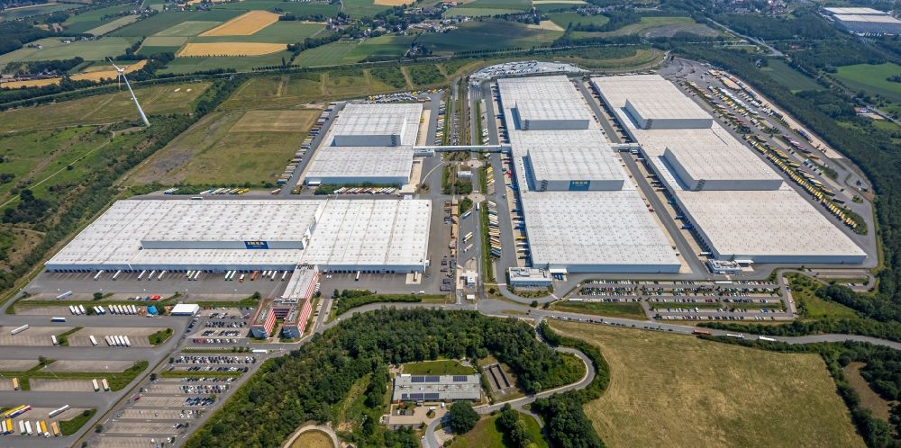 Aerial photograph Dortmund - Building complex and grounds of the logistics center of IKEA in Dortmund in the state North Rhine-Westphalia, Germany