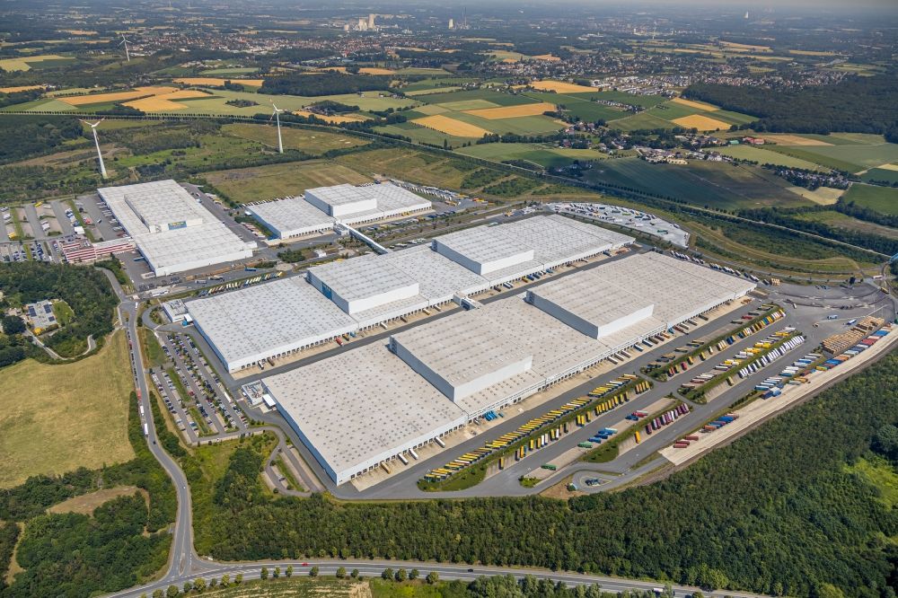 Dortmund from above - Building complex and grounds of the logistics center of IKEA in Dortmund in the state North Rhine-Westphalia, Germany