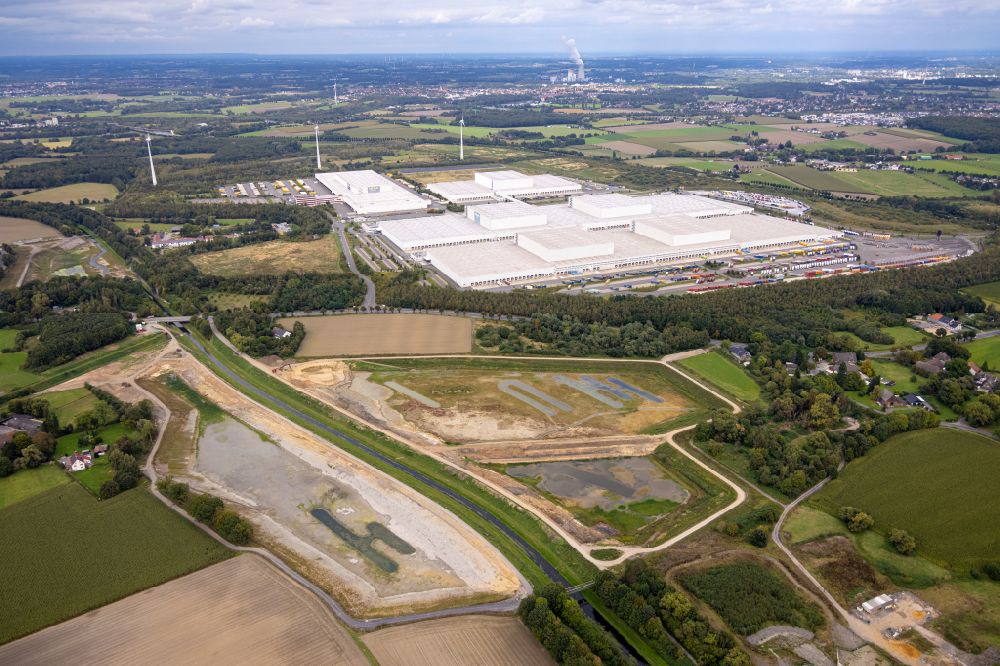 Dortmund from the bird's eye view: Building complex and grounds of the logistics center IKEA in the district of Ellinghausen in Dortmund in the Ruhr area in the state North Rhine-Westphalia, Germany