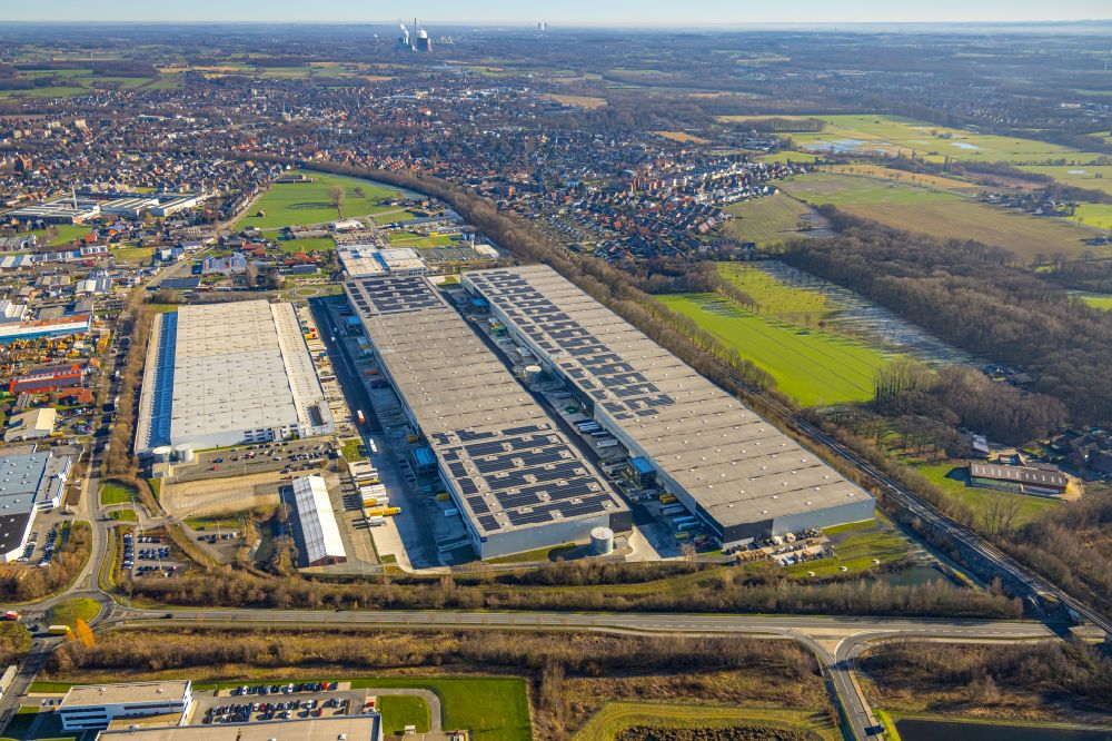 Werne from the bird's eye view: Building complex and grounds of the logistics center Imperial Industrial Logistics on street Wahrbrink in Werne at Ruhrgebiet in the state North Rhine-Westphalia, Germany