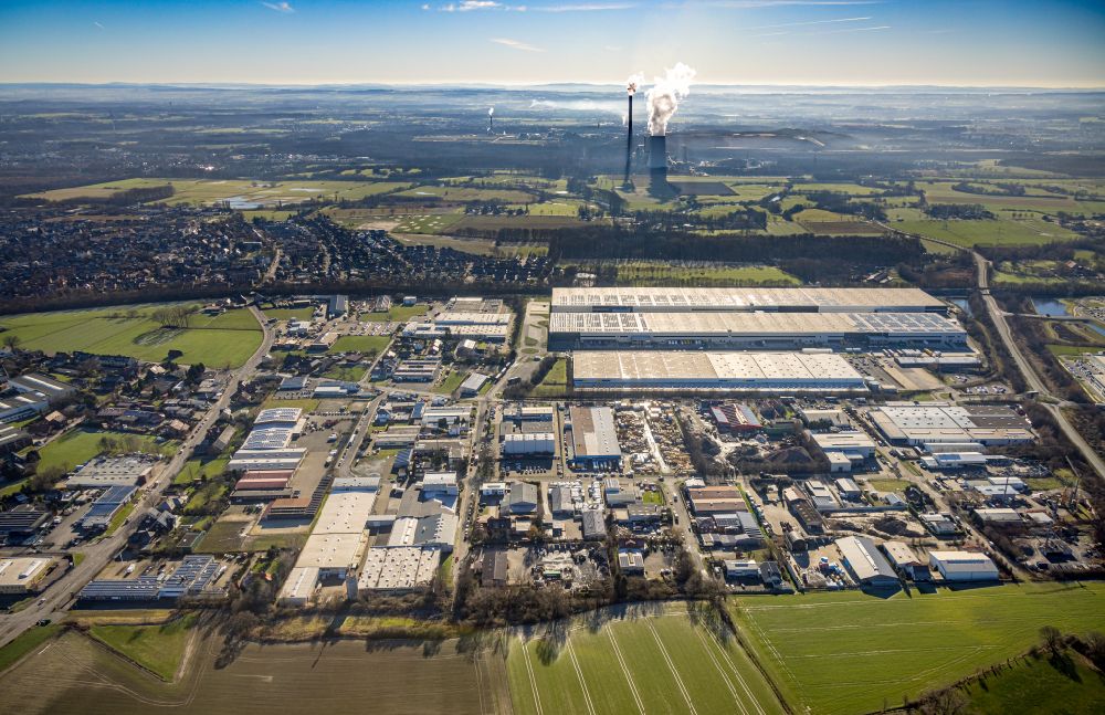Werne from above - Building complex and grounds of the logistics center Imperial Industrial Logistics on street Wahrbrink in Werne at Ruhrgebiet in the state North Rhine-Westphalia, Germany