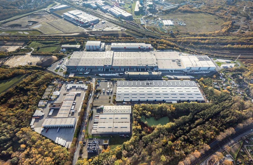 Aerial image Dortmund - Building complex and grounds of the logistics center of Kaufland Logistik VZ GmbH & Co. KG on Feineisenstrasse in the district Westfalenhuette in Dortmund in the state North Rhine-Westphalia, Germany