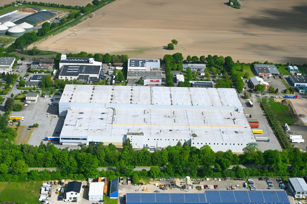 Aerial photograph Blumendorf - Building complex and grounds of the logistics center Logistikzentrum Hako GmbH on street Roegen in Blumendorf in the state Schleswig-Holstein, Germany
