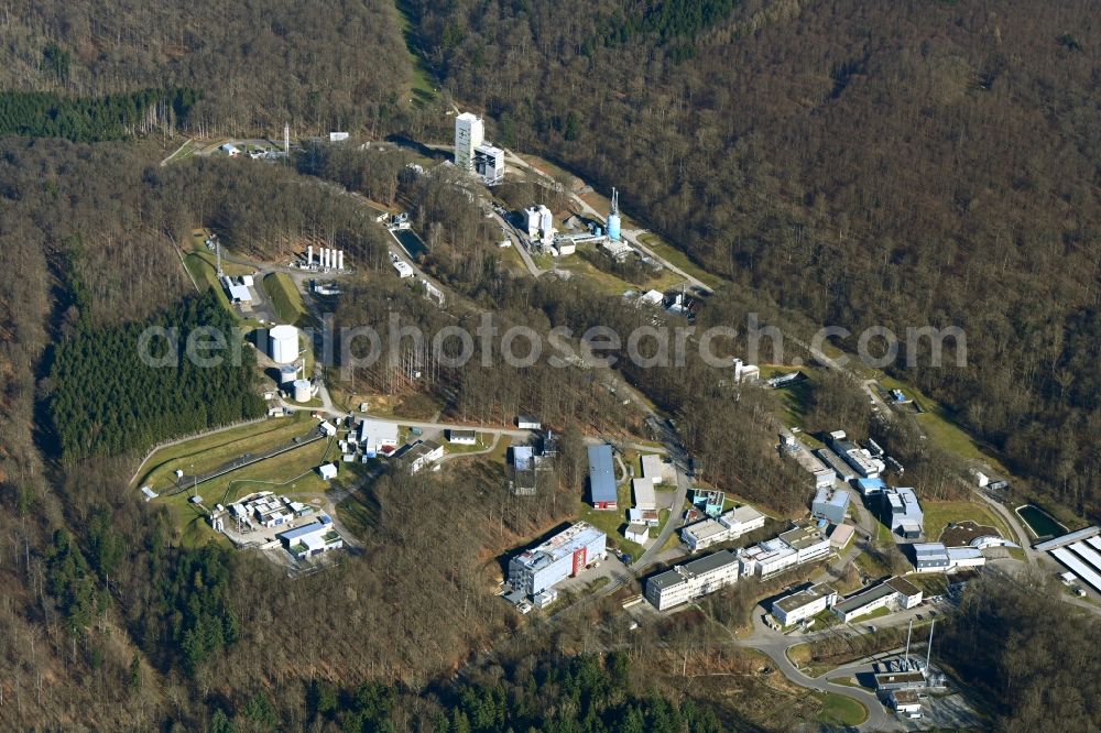 Hardthausen am Kocher from above - Building complex and grounds of the logistics center fuer Luft and Raumfahrt (DLR) in Hardthausen am Kocher in the state Baden-Wuerttemberg, Germany