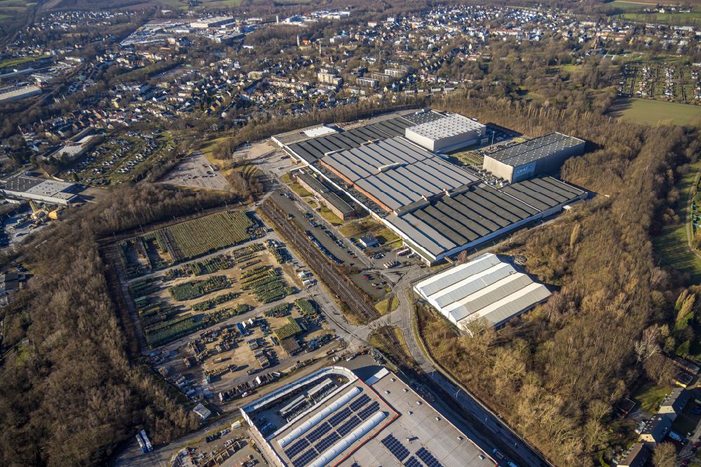 Aerial image Bochum - Building complex and grounds of the logistics center of Neovia Logistics Germany GmbH at Opel Werk III on Hauptstrasse in Bochum in the state North Rhine-Westphalia, Germany