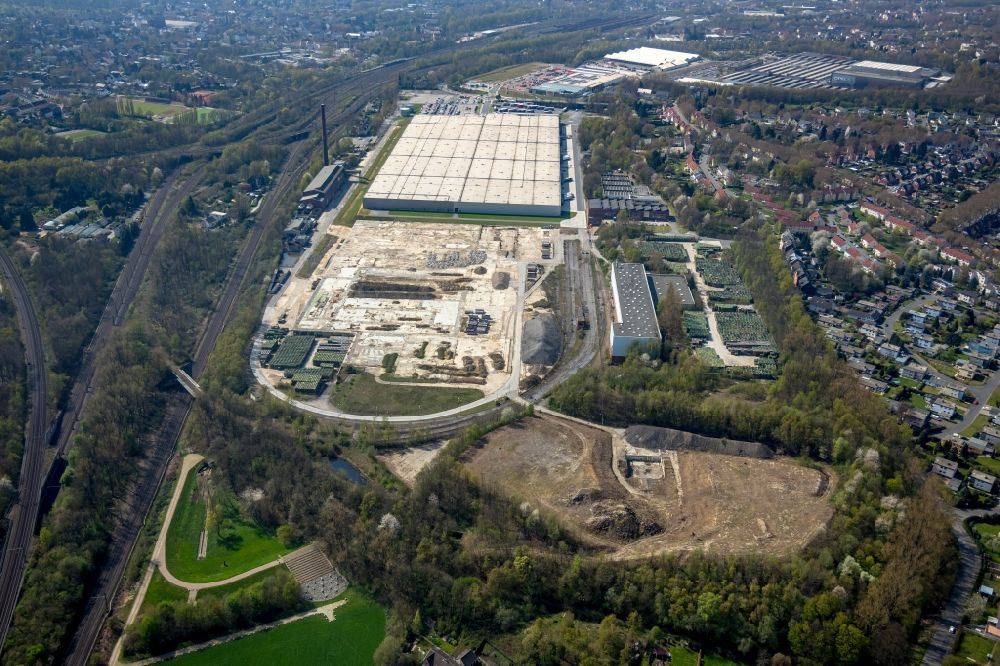 Aerial photograph Bochum - Building complex and grounds of the logistics center of Opel Group Warehousing GmbH on Hauptstrasse in Bochum in the state North Rhine-Westphalia, Germany