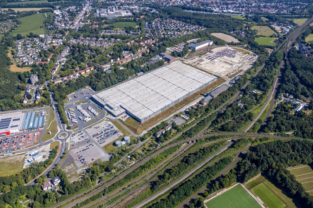 Aerial image Bochum - Building complex and grounds of the logistics center of Opel Group Warehousing GmbH on Hauptstrasse in Bochum in the state North Rhine-Westphalia, Germany