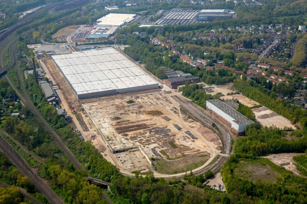 Aerial photograph Bochum - Building complex and grounds of the logistics center and OPEL- Warenverteilzentrum in Bochum in the state North Rhine-Westphalia