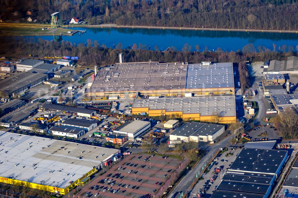 Dorsten from above - Building complex and grounds of the logistics center of van Eupen Logistik GmbH & Co. KG on Rudolf-Diesel-Strasse in Dorsten in the state North Rhine-Westphalia, Germany
