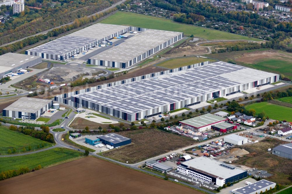 Aerial image Göttingen - Building complex and grounds of the logistics center VGP-Park in the district Leineberg in Goettingen in the state Lower Saxony, Germany