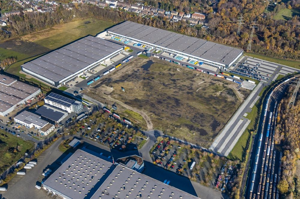 Oberhausen from the bird's eye view: Building complex and grounds of the logistics center Im Waldteich in Oberhausen in the state North Rhine-Westphalia, Germany
