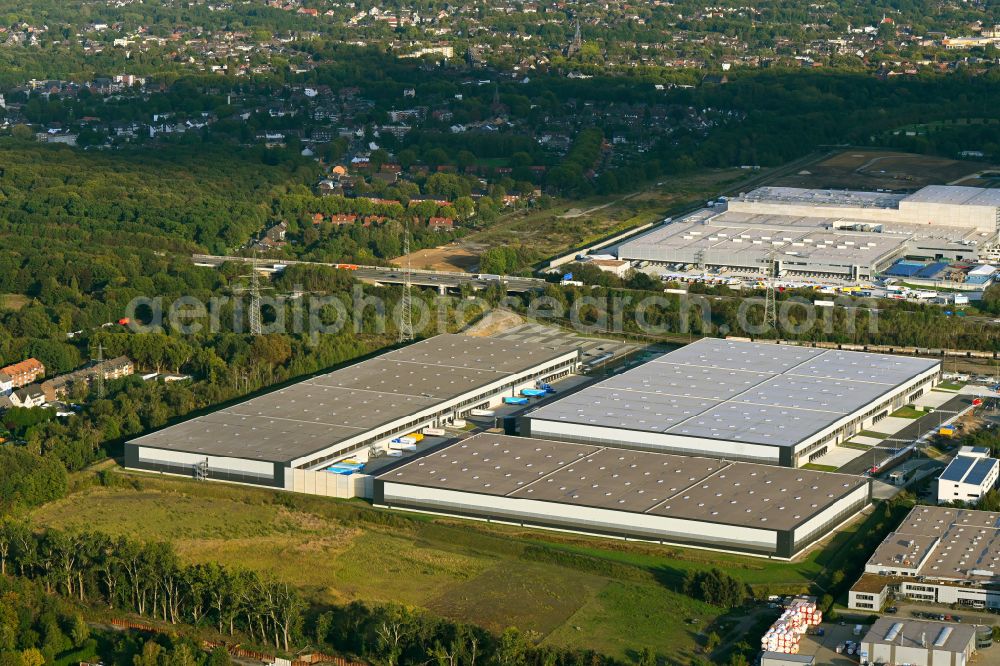 Oberhausen from above - Building complex and grounds of the logistics center Im Waldteich on street Im Lekkerland in Oberhausen at Ruhrgebiet in the state North Rhine-Westphalia, Germany