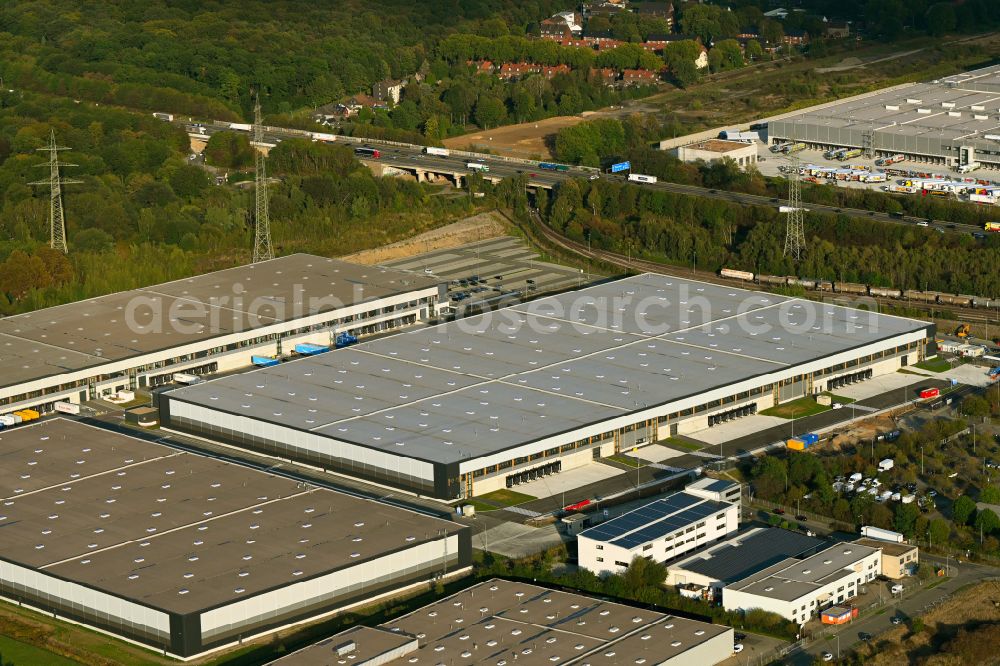 Oberhausen from the bird's eye view: Building complex and grounds of the logistics center Im Waldteich on street Im Lekkerland in Oberhausen at Ruhrgebiet in the state North Rhine-Westphalia, Germany