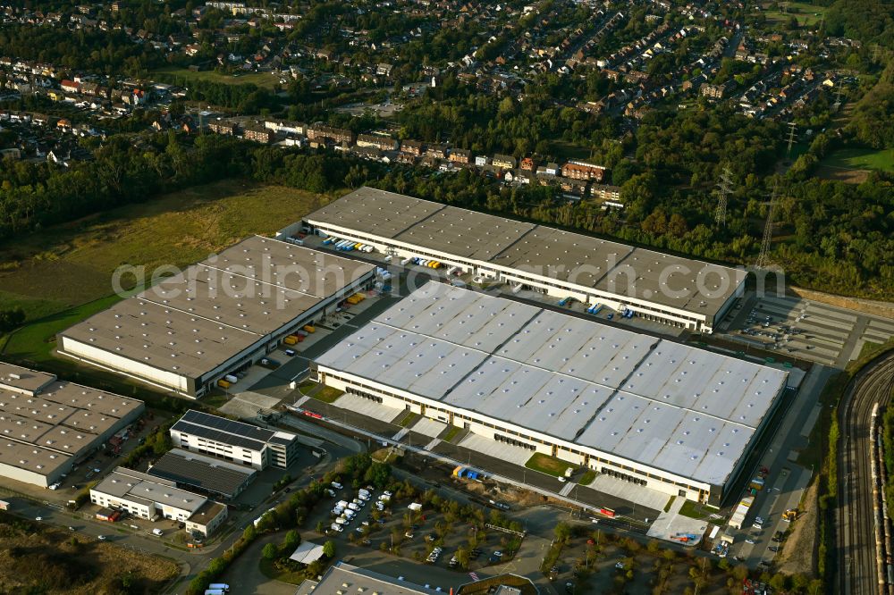Oberhausen from above - Building complex and grounds of the logistics center Im Waldteich on street Im Lekkerland in Oberhausen at Ruhrgebiet in the state North Rhine-Westphalia, Germany