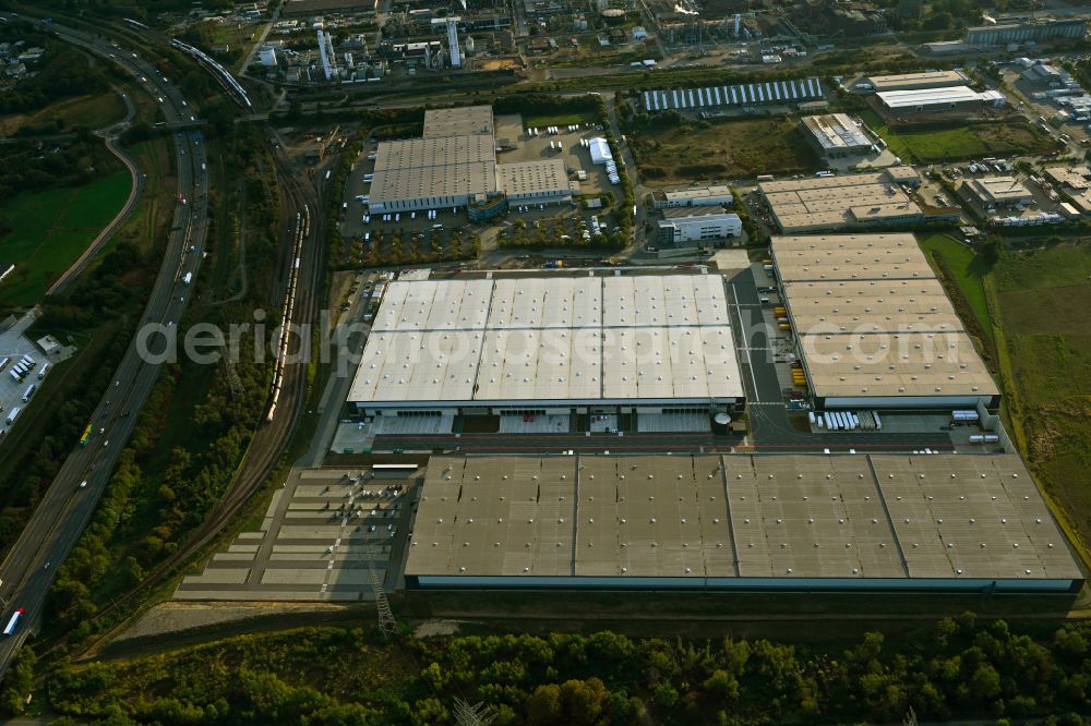 Aerial photograph Oberhausen - Building complex and grounds of the logistics center Im Waldteich on street Im Lekkerland in Oberhausen at Ruhrgebiet in the state North Rhine-Westphalia, Germany