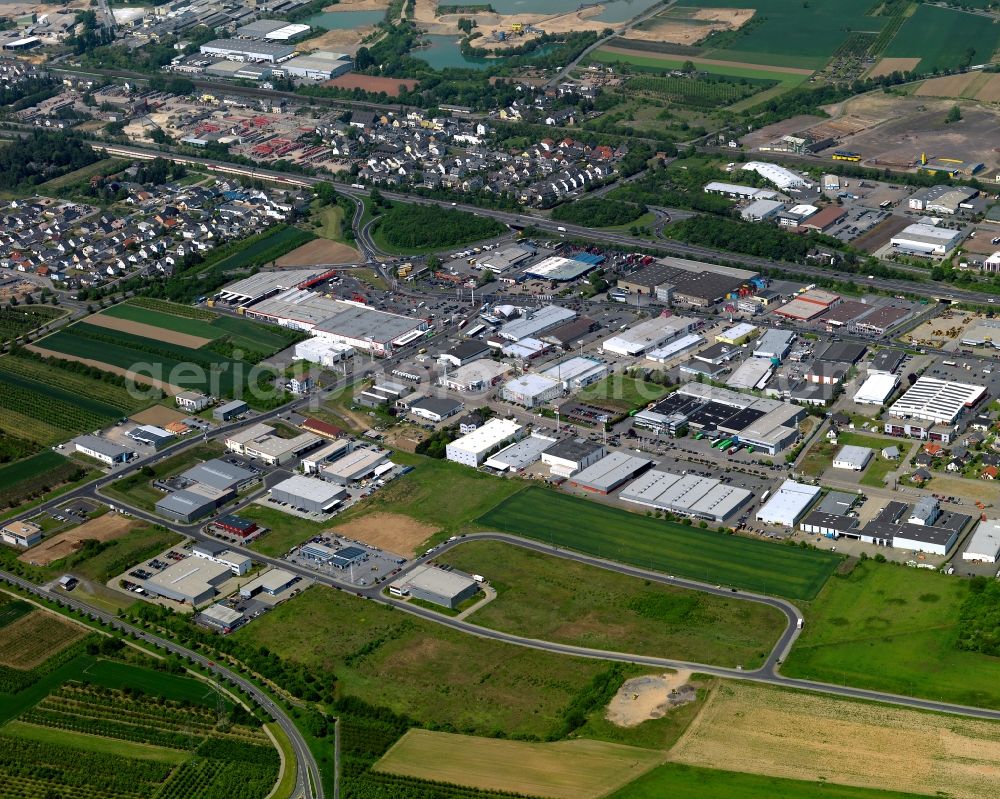 Aerial image Mülheim-Kärlich - Complex of buildings in the industrial area in Muelheim-Kaerlich in the state Rhineland-Palatinate