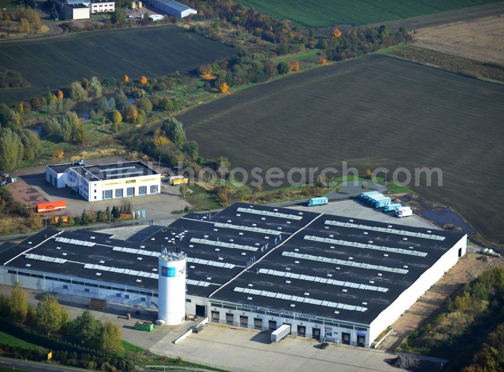 Köthen from above - Complex of buildings in the commercial area in Cöthen in Saxony-Anhalt