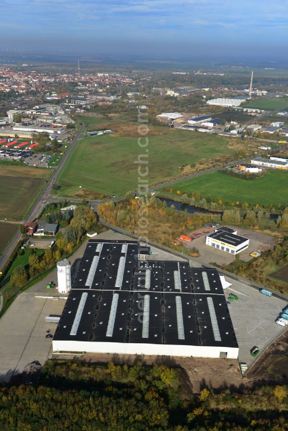 Aerial image Köthen - Complex of buildings in the commercial area in Cöthen in Saxony-Anhalt